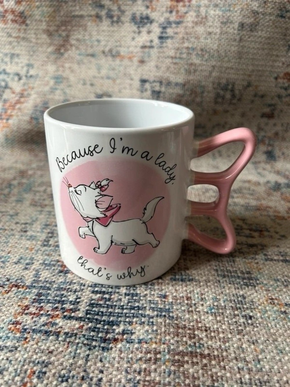 Pink Ceramic Dog Motif Mug with Novelty Handle